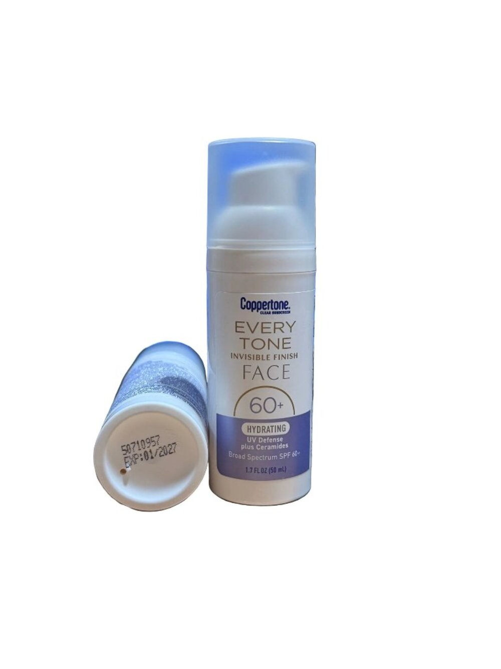2 pack Coppertone Every Tone Invisible Finish FACE SPF 60+ Moisturizer 1/2027